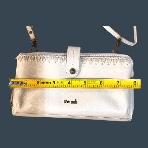 The Sak White Leather Crossbody Wallet Organizer Purse Adjustable Strap READ - Picture 5 of 11